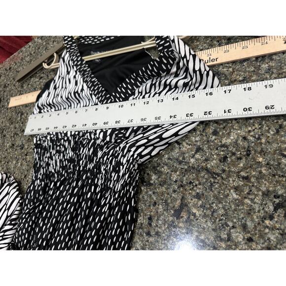 Danillo Boutique Maxi Dress Women Size M Black White Abstract Print Sleeveless - Picture 3 of 5